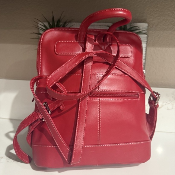 ili New York Red Leather Calf Hair Backpack main image 6